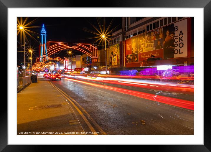 Blackpool Illuminations and Light Trails Framed Mounted Print by Ian Cramman