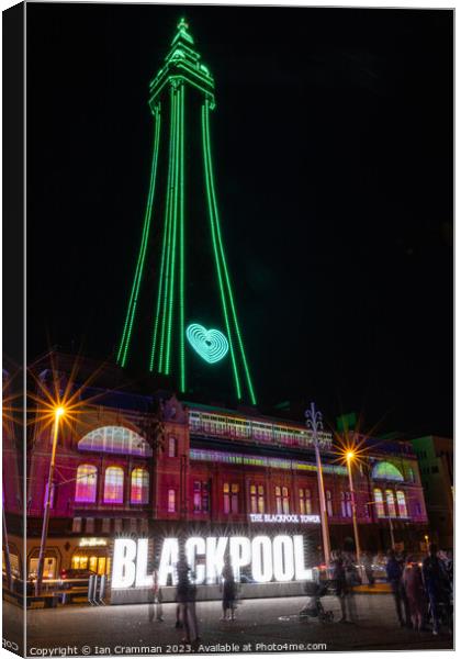 Blackpool Tower and Blackpool sign Canvas Print by Ian Cramman