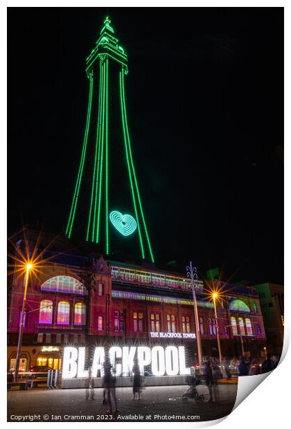 Blackpool Tower and Blackpool sign Print by Ian Cramman