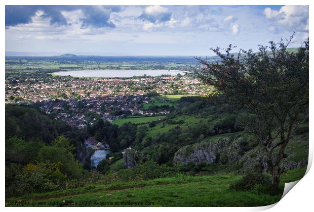 View from Cheddar Gorge cliffs looking over the reservoir  Print by Ann Biddlecombe
