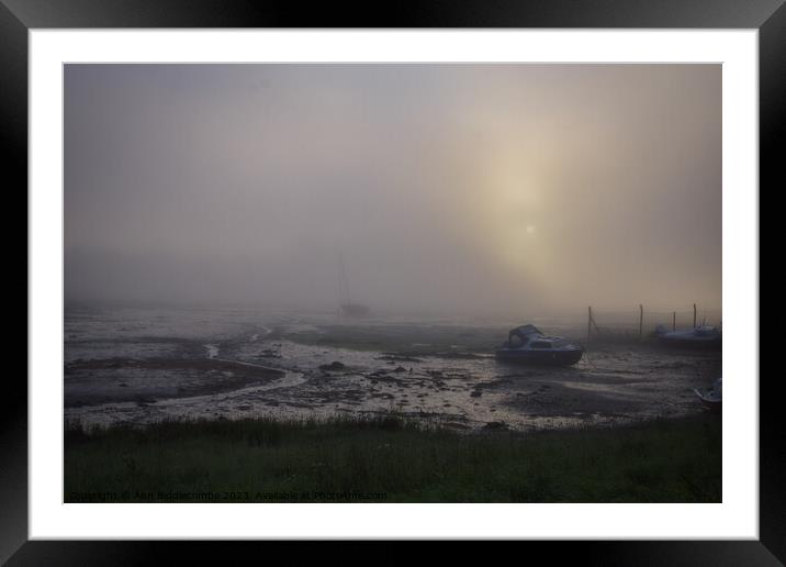 Wilcove in Torpoint on a misty morning Framed Mounted Print by Ann Biddlecombe