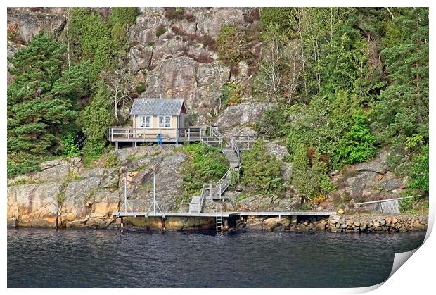 Boathouse Amongst the Rocks - Sweden Print by Martyn Arnold