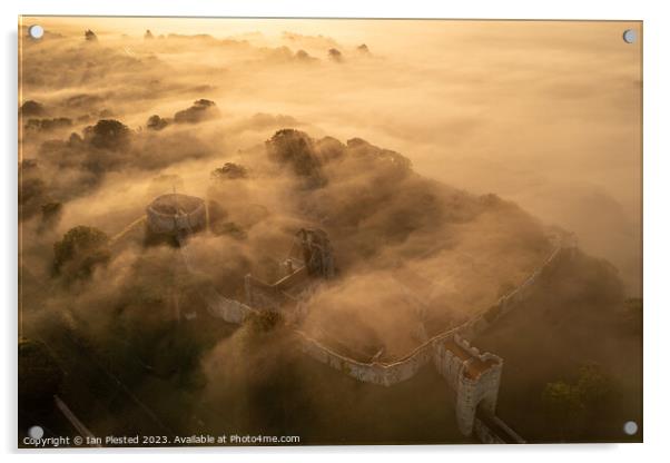 Carisbrooke Castle at dawn mist Acrylic by Ian Plested