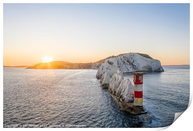 The Needles Lighthouse at dawn 1 Print by Ian Plested