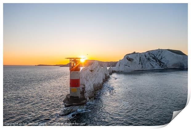 The Needles Lighthouse at dawn  Print by Ian Plested