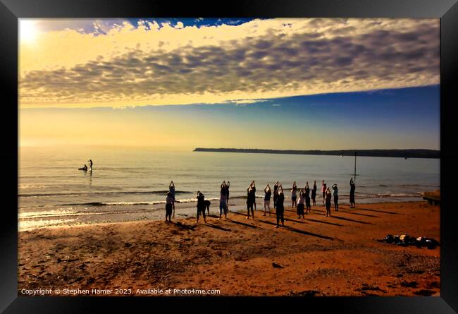 Beach Yoga Framed Print by Stephen Hamer