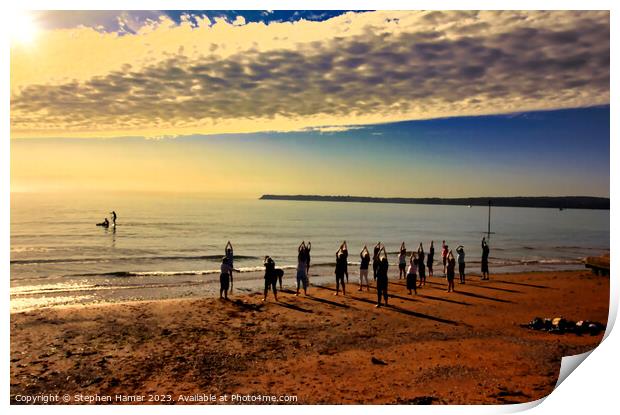 Beach Yoga Print by Stephen Hamer