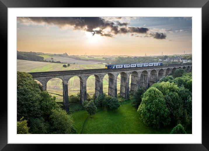 Train Departing Penistone Framed Mounted Print by Apollo Aerial Photography