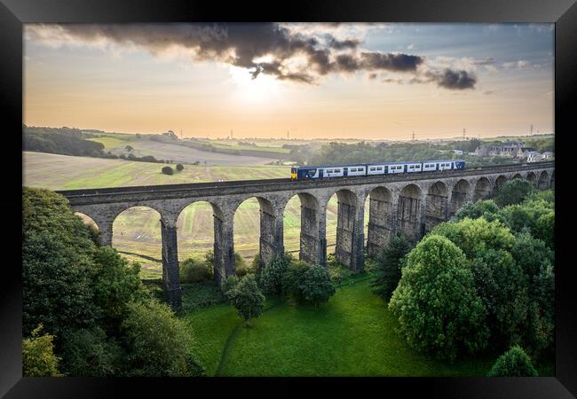 Train Departing Penistone Framed Print by Apollo Aerial Photography