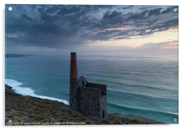Wheal Coates and Towanroath Sunset Acrylic by Andy Durnin