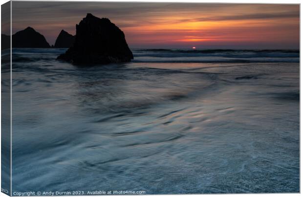 Holywell Bay Sunset Canvas Print by Andy Durnin