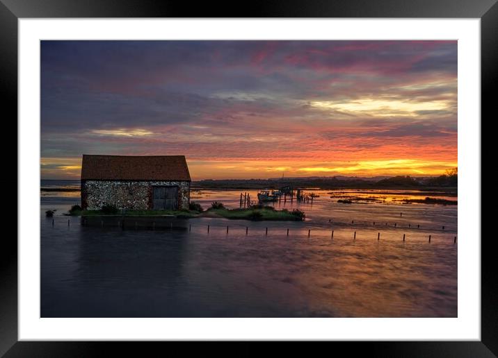 The old coal barn at sunrise Framed Mounted Print by Gary Pearson