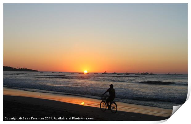 Cycling at Sunset Print by Sean Foreman