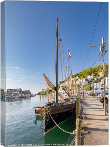 West Looe Quay Luggers Canvas Print by Jim Peters