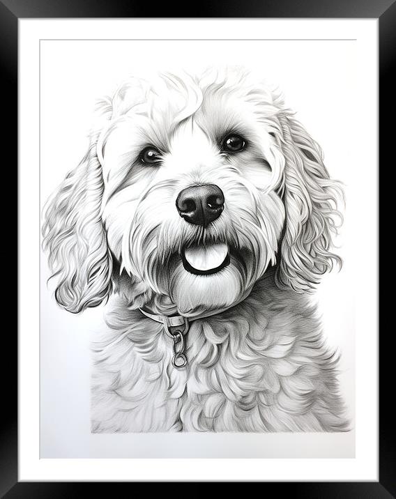 Pencil Drawing Labradoodle Framed Mounted Print by Steve Smith