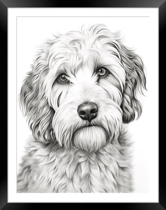Pencil Drawing Labradoodle Framed Mounted Print by Steve Smith