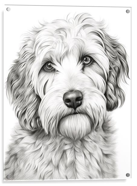 Pencil Drawing Labradoodle Acrylic by Steve Smith