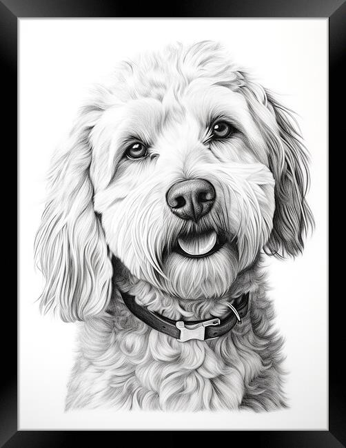 Pencil Drawing Labradoodle Framed Print by Steve Smith
