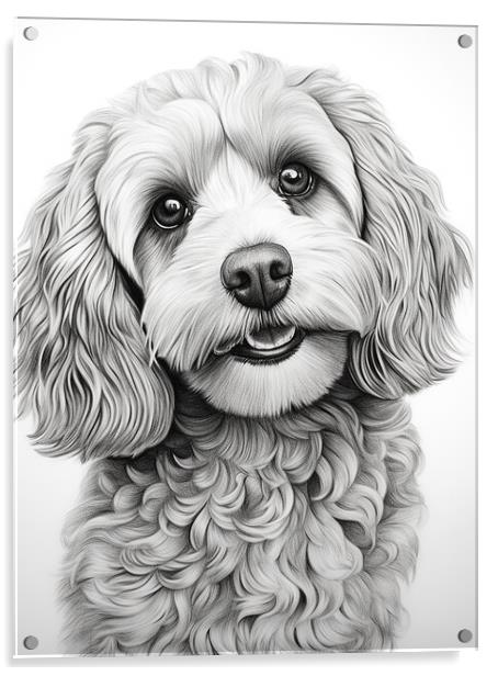 Pencil Drawing Cavapoo Acrylic by Steve Smith