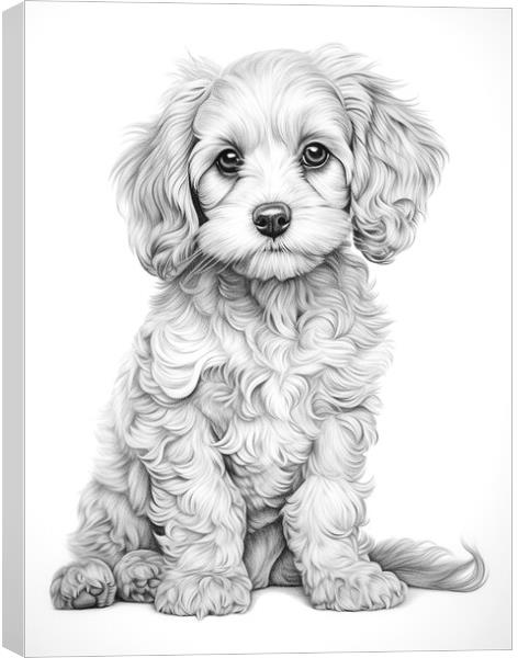 Pencil Drawing Cavapoo Canvas Print by Steve Smith