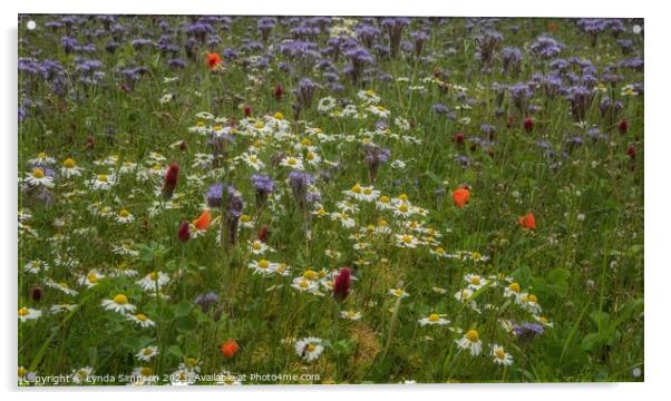 Summer Flowers Acrylic by Lynda Simpson