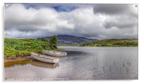 Boats on Loch Stack Acrylic by Lynda Simpson