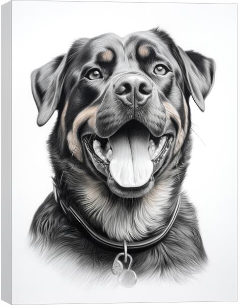 Pencil Drawing Rottweiler Canvas Print by Steve Smith