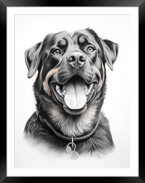 Pencil Drawing Rottweiler Framed Mounted Print by Steve Smith