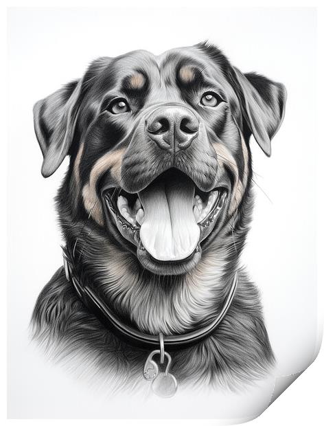 Pencil Drawing Rottweiler Print by Steve Smith