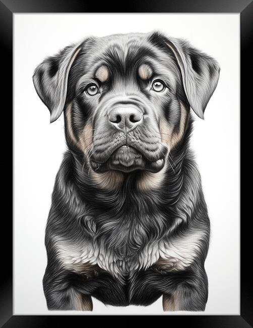 Pencil Drawing Rottweiler Framed Print by Steve Smith