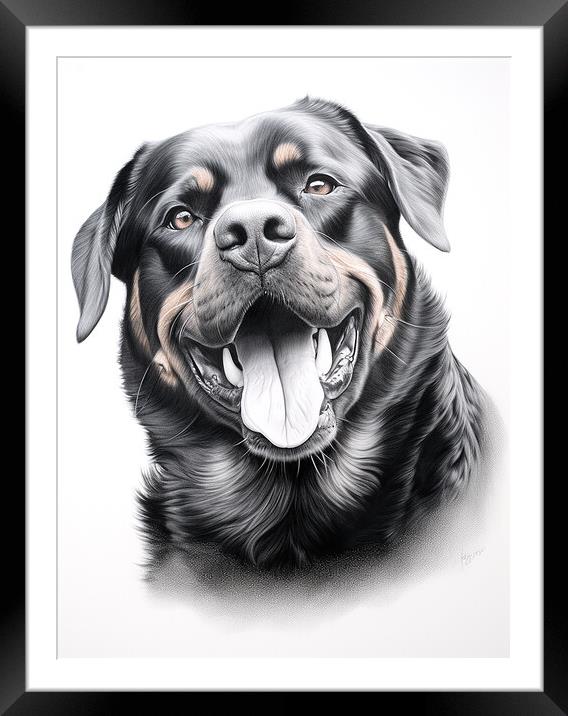 Pencil Drawing Rottweiler Framed Mounted Print by Steve Smith