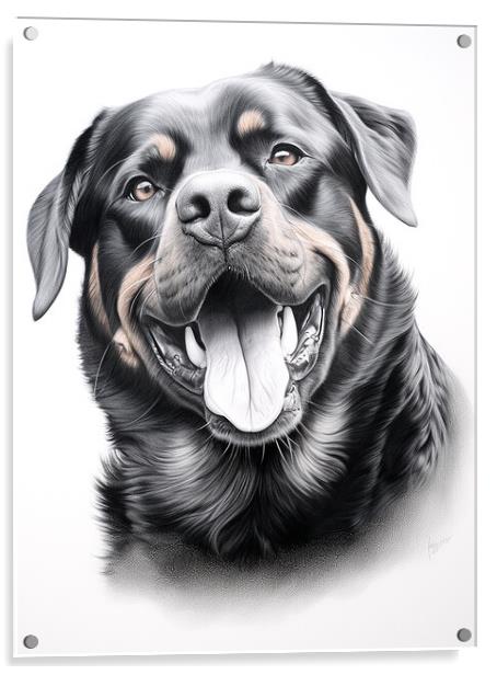 Pencil Drawing Rottweiler Acrylic by Steve Smith