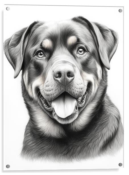 Pencil Drawing Rottweiler Acrylic by Steve Smith