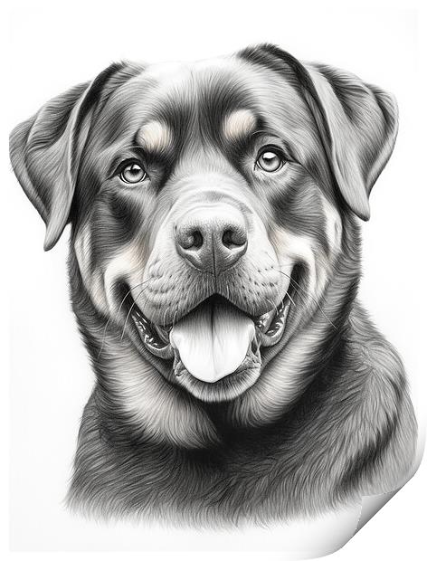Pencil Drawing Rottweiler Print by Steve Smith