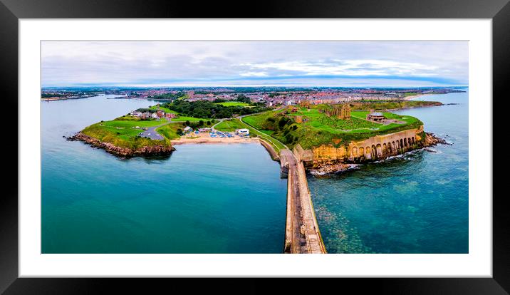 Tynemouth Priory Aerial Panoramic Framed Mounted Print by Tim Hill