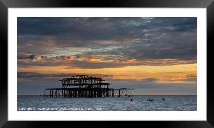 Brighton Pier sunset Framed Mounted Print by Robert Strachan