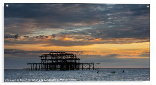 Brighton Pier sunset Acrylic by Robert Strachan