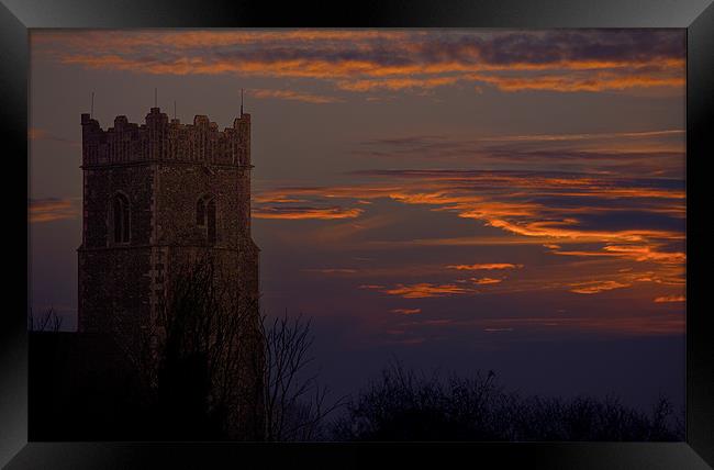 Bunwell Church Sunset Framed Print by Darren Burroughs