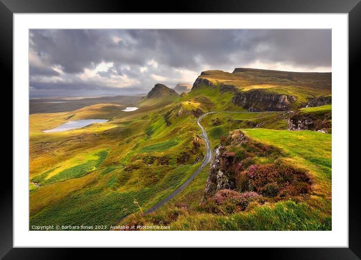 Quiraing, Early Autumn  Scene, Skye Scotland. Framed Mounted Print by Barbara Jones