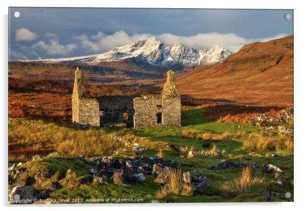 Kilchrist Ruin,  Winter Sunshine Isle of Skye   Acrylic by Barbara Jones