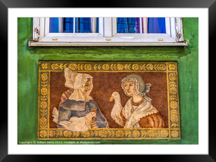 Medieval Fresco Facade Long Market Square Gdansk Poland Framed Mounted Print by William Perry