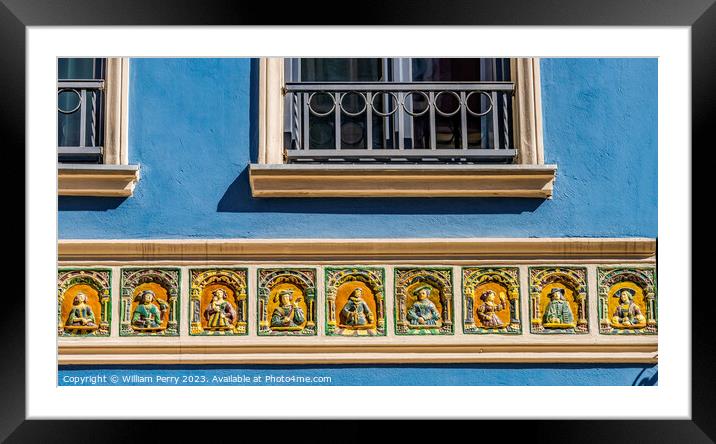 Colorful Ceramic Tiles Facade Long Market Square Gdansk Poland Framed Mounted Print by William Perry