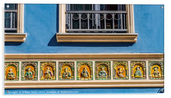 Colorful Ceramic Tiles Facade Long Market Square Gdansk Poland Acrylic by William Perry
