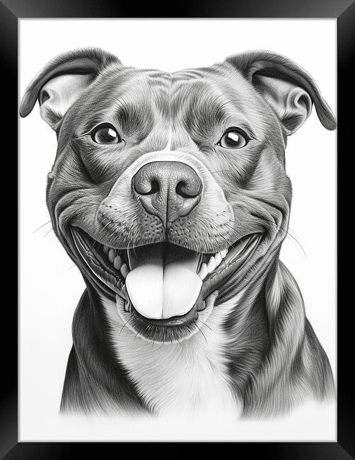 Pencil Drawing Staffordshire Bull Terrier Framed Print by Steve Smith