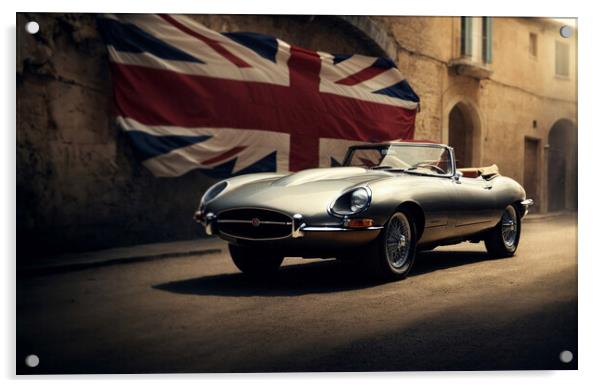 Jaguar E-Type Spider Acrylic by Guido Parmiggiani