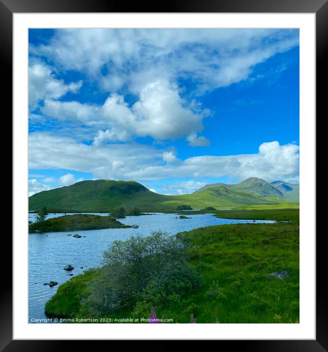 Loch and mountains, Bridge of Orchy, Glencoe Framed Mounted Print by Emma Robertson
