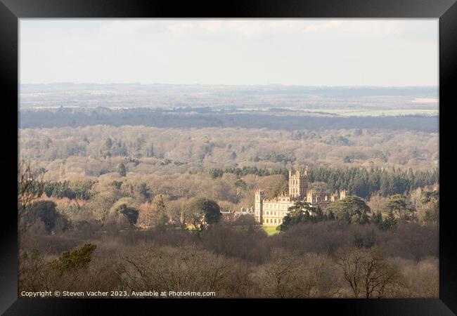 Highclere Castle AKA Downton Abbey Framed Print by Steven Vacher