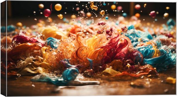 Colored chemical liquids, moving. Canvas Print by Guido Parmiggiani