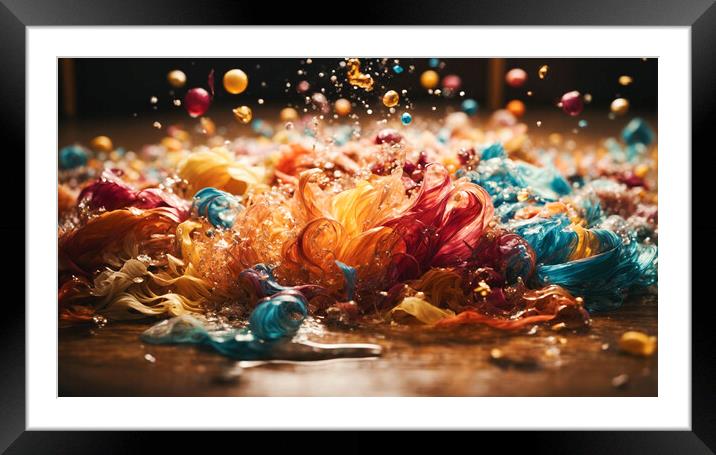 Colored chemical liquids, moving. Framed Mounted Print by Guido Parmiggiani