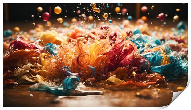 Colored chemical liquids, moving. Print by Guido Parmiggiani